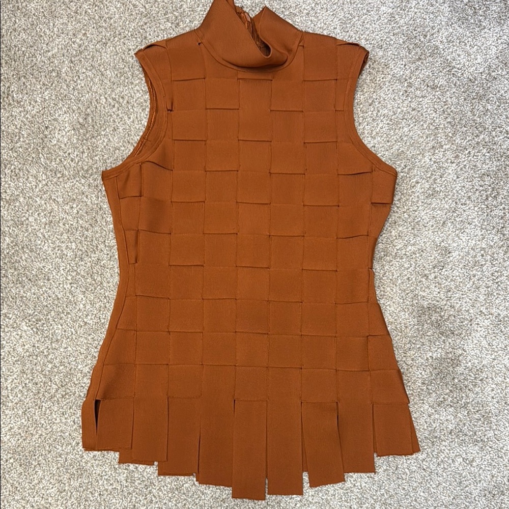 Sleeveless Brown Woven Top